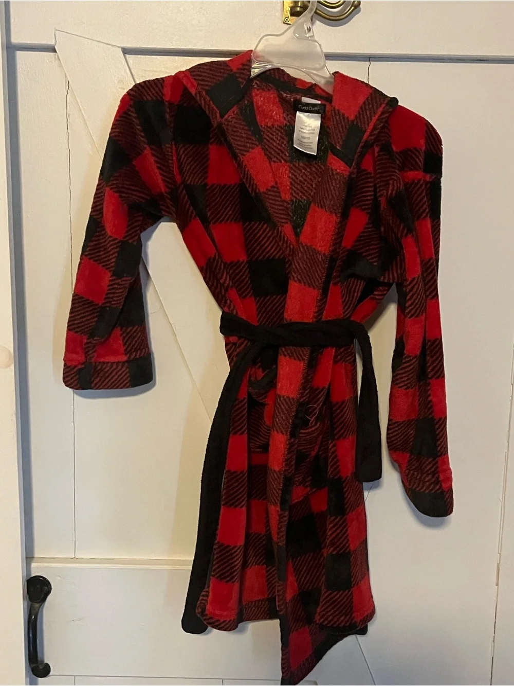 Youth Cozy Red & Black Buffalo Plaid Hooded Robe